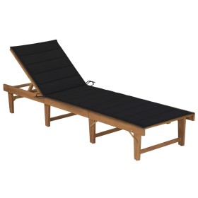 Folding sun lounger with solid acacia wood cushion. by vidaXL, Loungers - Ref: Foro24-3064171, Price: 214,99 €, Discount: %