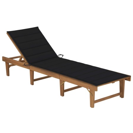 Tumbona plegable con cojín madera maciza de acacia de vidaXL, Tumbonas - Ref: Foro24-3064171, Precio: 214,99 €, Descuento: %