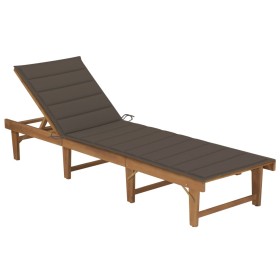 Tumbona plegable con cojín madera maciza de acacia de vidaXL, Tumbonas - Ref: Foro24-3064172, Precio: 214,99 €, Descuento: %