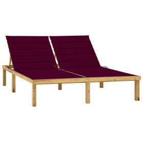 Double lounger and red cushions impregnated pine wood by vidaXL, Loungers - Ref: Foro24-3065888, Price: 185,99 €, Discount: %