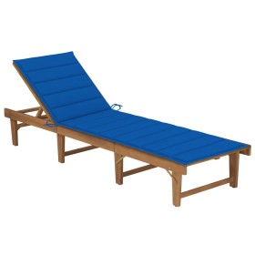 Tumbona plegable con cojín madera maciza de acacia de vidaXL, Tumbonas - Ref: Foro24-3064174, Precio: 209,99 €, Descuento: %