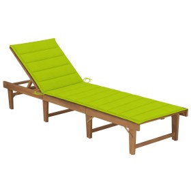 Tumbona plegable con cojín madera maciza de acacia de vidaXL, Tumbonas - Ref: Foro24-3064175, Precio: 211,99 €, Descuento: %