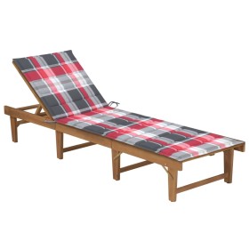 Tumbona plegable con cojín madera maciza de acacia de vidaXL, Tumbonas - Ref: Foro24-3064177, Precio: 217,96 €, Descuento: %