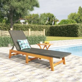 Lounger with synthetic rattan table and solid acacia wood by vidaXL, Loungers - Ref: Foro24-319727, Price: 146,48 €, Discount: %