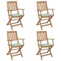 4 pcs folding garden chairs and solid acacia wood cushions by vidaXL, Garden chairs - Ref: Foro24-3064629, Price: 201,30 €, D...