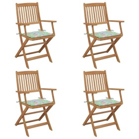 4 pcs folding garden chairs and solid acacia wood cushions by vidaXL, Garden chairs - Ref: Foro24-3064629, Price: 201,99 €, D...