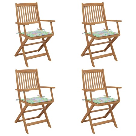 4 pcs folding garden chairs and solid acacia wood cushions by vidaXL, Garden chairs - Ref: Foro24-3064629, Price: 201,30 €, D...