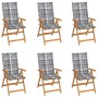 Garden chairs 6 pcs solid teak wood with gray checkered cushions by vidaXL, Garden chairs - Ref: Foro24-3065574, Price: 719,0...