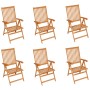 Garden chairs 6 pcs solid teak wood with gray checkered cushions by vidaXL, Garden chairs - Ref: Foro24-3065574, Price: 719,0...