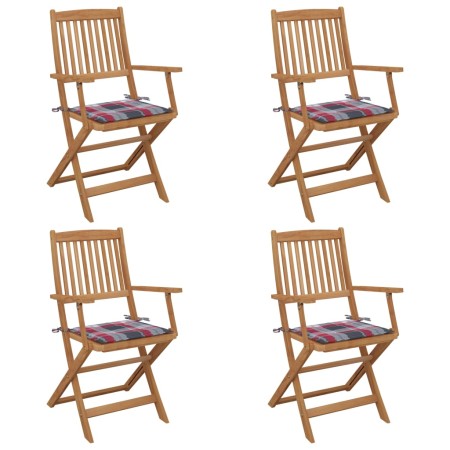 4 pcs folding garden chairs and solid acacia wood cushions by vidaXL, Garden chairs - Ref: Foro24-3064630, Price: 200,87 €, D...