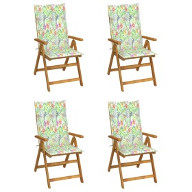 Reclining garden chairs 4 pcs solid acacia wood cushions by vidaXL, Garden chairs - Ref: Foro24-3065359, Price: 313,99 €, Dis...