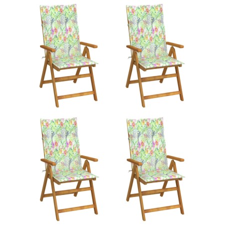 Reclining garden chairs 4 pcs solid acacia wood cushions by vidaXL, Garden chairs - Ref: Foro24-3065359, Price: 328,27 €, Dis...