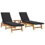 Set de muebles de jardín 3 piezas ratán sintético madera acacia de vidaXL, Tumbonas - Ref: Foro24-3154401, Precio: 338,64 €, ...