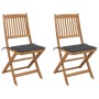 2 pcs folding garden chairs and solid acacia wood cushions by vidaXL, Garden chairs - Ref: Foro24-3064644, Price: 110,96 €, D...