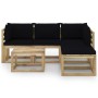 6-piece garden furniture set with black cushions by vidaXL, Garden sets - Ref: Foro24-3065154, Price: 353,94 €, Discount: %