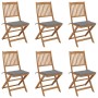 6 pcs folding garden chairs and solid acacia wood cushions by vidaXL, Garden chairs - Ref: Foro24-3074995, Price: 314,18 €, D...