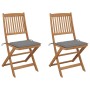 2 pcs folding garden chairs and solid acacia wood cushions by vidaXL, Garden chairs - Ref: Foro24-3064645, Price: 130,85 €, D...