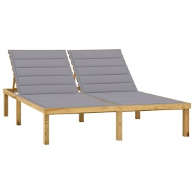 Double lounger and gray impregnated pine wood cushions by vidaXL, Loungers - Ref: Foro24-3065880, Price: 206,99 €, Discount: %