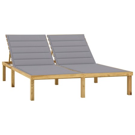 Double lounger and gray impregnated pine wood cushions by vidaXL, Loungers - Ref: Foro24-3065880, Price: 214,10 €, Discount: %