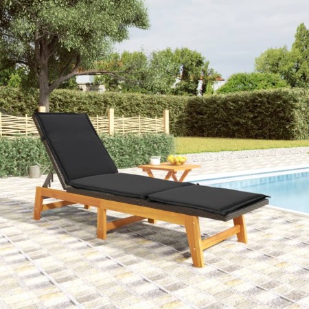 Lounger with synthetic rattan table and solid acacia wood by vidaXL, Loungers - Ref: Foro24-319724, Price: 194,18 €, Discount: %