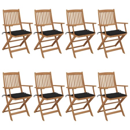 Folding garden chairs 8 pcs solid acacia wood and cushions by vidaXL, Garden chairs - Ref: Foro24-3074974, Price: 459,82 €, D...