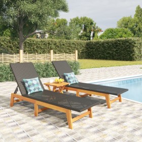 3-piece garden furniture set synthetic rattan acacia wood by vidaXL, Loungers - Ref: Foro24-3154402, Price: 263,43 €, Discoun...