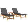 Set de muebles de jardín 3 piezas ratán sintético madera acacia de vidaXL, Tumbonas - Ref: Foro24-3154402, Precio: 262,24 €, ...