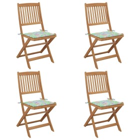 4 pcs folding garden chairs and solid acacia wood cushions by vidaXL, Garden chairs - Ref: Foro24-3064683, Price: 195,99 €, D...