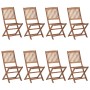 Folding garden chairs 8 pcs solid acacia wood and cushions by vidaXL, Garden chairs - Ref: Foro24-3075024, Price: 421,56 €, D...