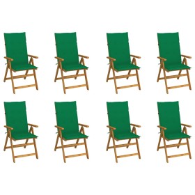 Folding garden chairs and cushions 8 pcs solid acacia wood by vidaXL, Garden chairs - Ref: Foro24-3075059, Price: 619,59 €, D...