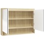 Badezimmerschrank mit MDF-Spiegel in Weiß und Eiche, 80 x 15 x 60 cm von vidaXL, Badezimmerwaschtische - Ref: Foro24-331537, ...