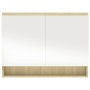 Armario de baño con espejo MDF blanco y roble 80x15x60 cm de vidaXL, Tocadores de baño - Ref: Foro24-331537, Precio: 120,00 €...