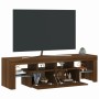 Mueble de TV con luces LED marrón roble 140x36,5x40 cm de vidaXL, Muebles TV - Ref: Foro24-822643, Precio: 117,14 €, Descuent...