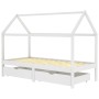 Children's bed frame with white pine wood drawers 90x200cm by vidaXL, Cribs and beds for children - Ref: Foro24-322141, Price...