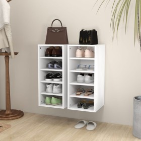 Muebles zapateros 2 uds contrachapada blanco 31,5x35x70 cm de vidaXL, Zapateros y organizadores de calzado - Ref: Foro24-8089...