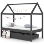 Estructura de cama infantil y cajón madera pino gris 80x160cm de vidaXL, Cunas y camas para niños - Ref: Foro24-322143, Preci...