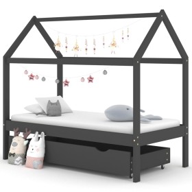 Children's bed frame and gray pine wood drawer 80x160cm by vidaXL, Cribs and beds for children - Ref: Foro24-322143, Price: 1...