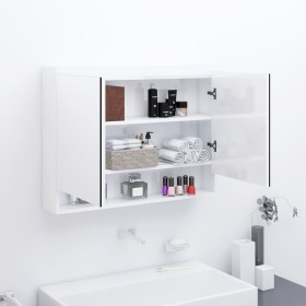 Armario de baño con espejo MDF blanco brillante 80x15x60 cm de vidaXL, Tocadores de baño - Ref: Foro24-331532, Precio: 97,99 ...