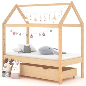 Kinderbettgestell mit Kiefernholzschublade 70x140 cm von vidaXL, Kinderbetten und Betten für Kinder - Ref: Foro24-322136, Pre...