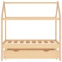 Children's bed frame with pine wood drawer 70x140 cm by vidaXL, Cribs and beds for children - Ref: Foro24-322136, Price: 157,...