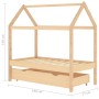 Children's bed frame with pine wood drawer 70x140 cm by vidaXL, Cribs and beds for children - Ref: Foro24-322136, Price: 157,...