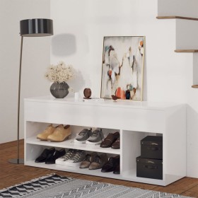 Glossy white plywood shoe bench 105x30x45 cm by vidaXL, Shoe racks and shoe organizers - Ref: Foro24-808762, Price: 85,89 €, ...