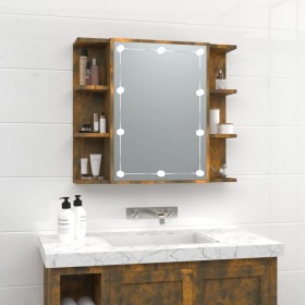 Furniture with mirror and LED lights smoked oak 70x16.5x60 cm by vidaXL, bathroom vanities - Ref: Foro24-820451, Price: 81,42...