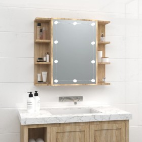 Mueble con espejo y luces LED roble Sonoma 70x16,5x60 cm de vidaXL, Tocadores de baño - Ref: Foro24-808876, Precio: 77,11 €, ...