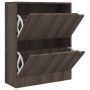 Shoe rack with 2 doors engineered wood gray oak 59x24x74 cm by vidaXL, Shoe racks and shoe organizers - Ref: Foro24-338121, P...