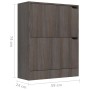 Shoe rack with 2 doors engineered wood gray oak 59x24x74 cm by vidaXL, Shoe racks and shoe organizers - Ref: Foro24-338121, P...