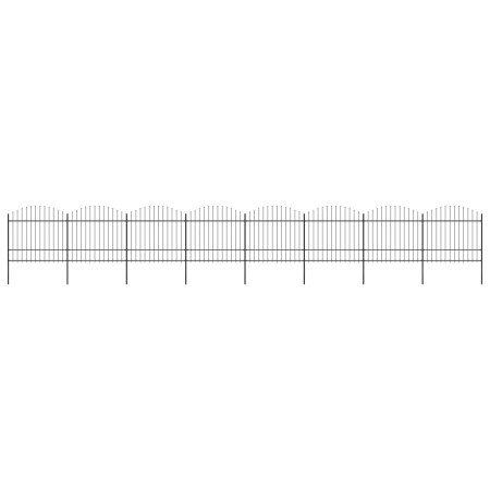 Garden fence with black steel spearhead (1.5-1.75)x13.6m by vidaXL, fence panels - Ref: Foro24-277746, Price: 673,75 €, Disco...