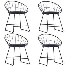 Dining Chairs Faux Leather Seats 4 Pcs Black Steel by vidaXL, dining chairs - Ref: Foro24-276235, Price: 233,18 €, Discount: %