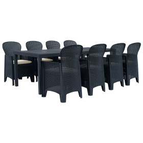 Garden dining set 9 pieces anthracite rattan look plastic by vidaXL, Garden sets - Ref: Foro24-276137, Price: 906,99 €, Disco...