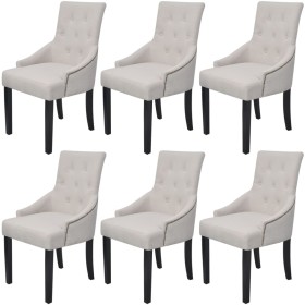 Dining chairs 6 units cream gray fabric by vidaXL, dining chairs - Ref: Foro24-272507, Price: 974,06 €, Discount: %